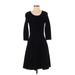 BOSS by HUGO BOSS Casual Dress - A-Line Scoop Neck 3/4 sleeves: Black Solid Dresses - Women's Size Small