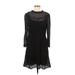 Point Sur Casual Dress - A-Line High Neck 3/4 sleeves: Black Print Dresses - New - Women's Size 8