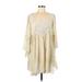 Ark & Co. Casual Dress - Mini Scoop Neck 3/4 sleeves: Ivory Dresses - New - Women's Size Medium