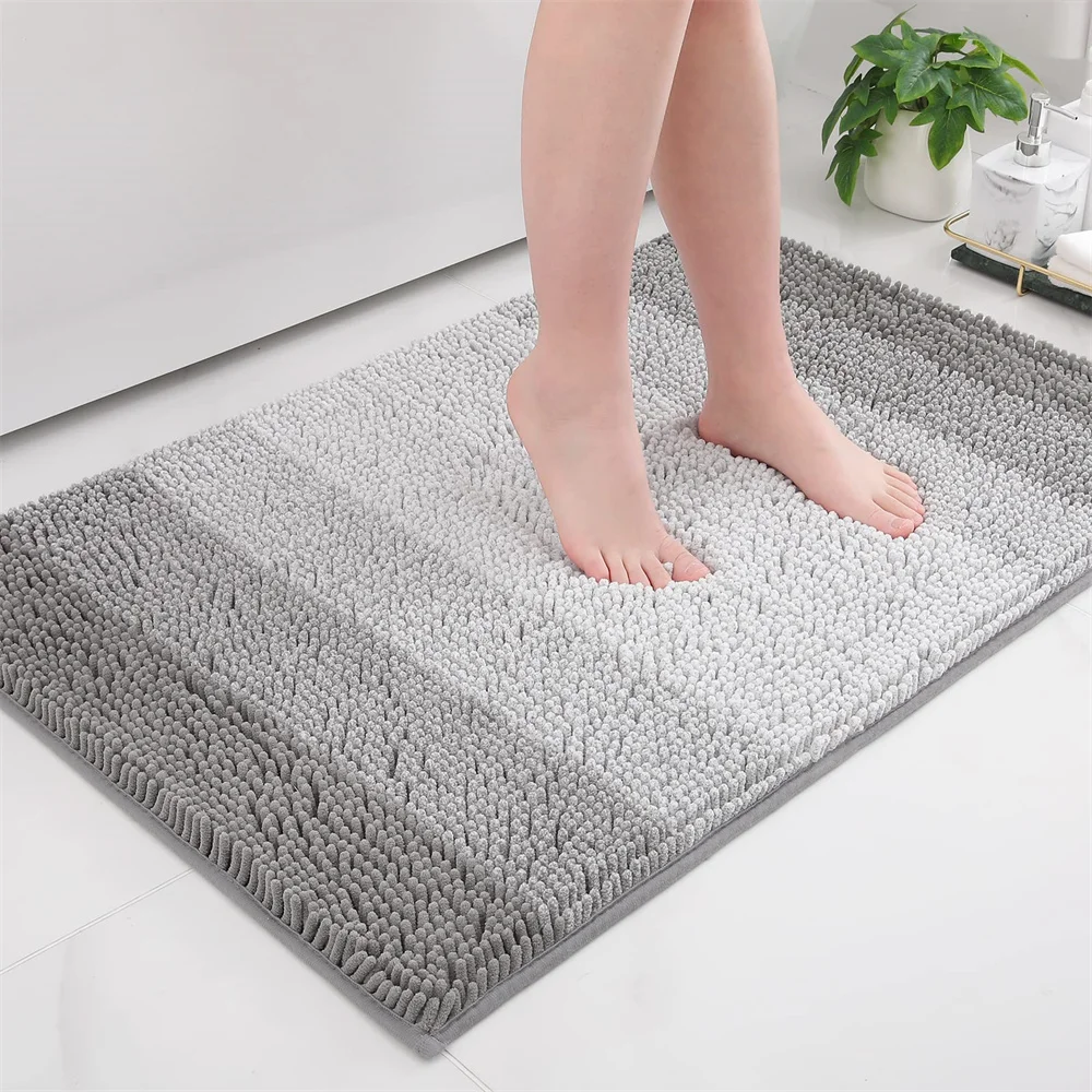 Olanly – tapis de salle de bain Super absorbant, en Chenille de luxe, en peluche, antidérapant, pour douche, pour salle de bain, offre de bienvenue, tapis de sol
