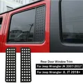 Garniture de panneau de vitre de porte arrière de voiture en aluminium Jeep Wrangler JK Gladiator