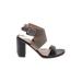 Via Spiga Heels: Strappy Chunky Heel Casual Brown Solid Shoes - Women's Size 8 - Open Toe