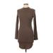 Forever 21 Casual Dress - Bodycon Mock Long sleeves: Brown Solid Dresses - New - Women's Size Large