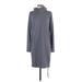 CAbi Casual Dress - Sweater Dress Turtleneck Long sleeves: Gray Print Dresses - Women's Size X-Small