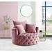 Barrel Chair - Rosdorf Park Hormachea 43" Wide Tufted Velvet Swivel Barrel Chair Fabric in Pink | 26 H x 43 W x 43 D in | Wayfair