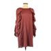 Zara Casual Dress - Shift Crew Neck 3/4 sleeves: Brown Print Dresses - Women's Size Medium