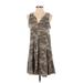 Universal Thread Casual Dress - A-Line V-Neck Sleeveless: Gray Camo Dresses - Women's Size Small