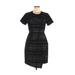 Collective Concepts Casual Dress - Sheath Crew Neck Short sleeves: Black Print Dresses - Women's Size Medium