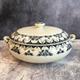 Decorative Vintage Barnet Blue and White Ironstone Soup Tureen, Lidded Serving Bowl