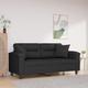 vidaXL 2-Sitzer-Sofa mit Kissen Schwarz 140 cm Mikrofasergewebe