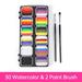 OWSOO Cosmetic cream 2 Brush Paint Palette Set Cakes 2 Brush Non Toxic Water Professional Split Cakes Set 30 Colors Watercolor Paint Palette Split Cakes 2 Colors Set Professional Cospl
