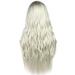 Desertasis gradient color women s long hair fashion center parted chemical fiber long curly hair Gradient Color Female Long Hair Fashion Mid-Length Curly Wig Hood White