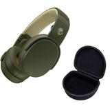 Skullcandy Crusher Wireless Over-The-Ear Headphones Bundle with GSR Premium Deluxe Hardshell Carrying Case (Moss)