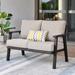 XIZZI Outdoor Wicker Loveseat Steel Frame Bench with Cushion