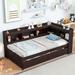 Multifunctional Design Twin Size Daybed with L-shaped Bookcases, Drawers