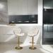Set of 2, Modern Velvet Counter Height Adjustable Barstools, Swivel Dining Bar Chairs Upholstered for Kitchen Island, Ivory