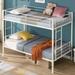 Twin Over Twin Metal Bunk Bed, Metal Structure Bedframe with Safety Guardrails and 2 ladders, Convertible Bunkbeds