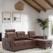 Living Room Furniture Storage Sofa Living Room Sofa Cozy Sectional Sofa, Brown PU