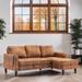 Living Room L-Shaped Sleeper Sectional Sofa Reversible Sleeper Sectional Sofa with Storage Chaise, Coffee PU