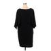 Adrianna Papell Casual Dress - Sheath Crew Neck 3/4 sleeves: Black Print Dresses - New - Women's Size 14