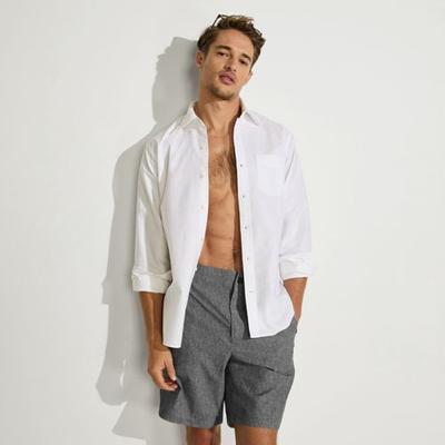 Shoreline Swim Shorts - Unlined, Men, size: 28-30, regular, Grey, Spandex/Polyester, by Lands' End