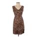 Banana Republic Casual Dress - Sheath: Brown Zebra Print Dresses - Women's Size 0 Petite