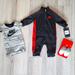 Nike Matching Sets | Baby Boys Nike Jumpsuit Romper And Bootie Lot. New Newborn And 3 Month | Color: Black/Red | Size: 0-3mb