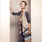 Anthropologie Sweaters | Anthropologie Oullins Long Cardi Vest | Color: Blue/Tan | Size: S