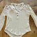 Free People Tops | Free People Sz Med Ladies Long Sleeved Cream Shirt W/ Embroidered Flowers | Color: Cream | Size: M