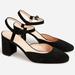 J. Crew Shoes | J.Crew Maisie Ankle-Strap Pumps In Suede, 75mm (3”) Heel, Black, Size 8.5 | Color: Black | Size: 8.5