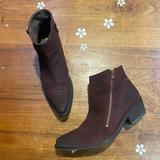 Free People Shoes | Free People Embossed Suede Western Ankle Boot - Size 37 | Color: Purple/Red | Size: 37eu