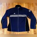 Adidas Jackets & Coats | Adidas Vintage Men's Fleece Soccer Jacket Blue & Black With Stripes Size Small | Color: Blue/White | Size: S