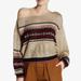 Free People Sweaters | Free People Gold Metallic Sweater Asymmetrical Shoulders - Extra Small - Guc | Color: Gold/Red | Size: Xs