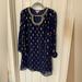 Lilly Pulitzer Dresses | Lilly Pulitzer Amory Silk Dress In True Navy Euc | Color: Blue/Gold | Size: 0