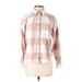 Billabong Long Sleeve Button Down Shirt: Pink Print Tops - Women's Size Small