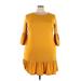 Shein Casual Dress - Mini Crew Neck 3/4 sleeves: Gold Print Dresses - Women's Size 3X