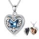 Butterfly Crystal Locket Necklace that Hold Pictures 925 Sterling Silver Heart Photo Locket Pendant Necklace Butterfly Jewelry Gifts for Women