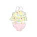 Wonder Nation Two Piece Swimsuit: Pink Floral Motif Sporting & Activewear - Size 6-9 Month