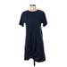 Z Supply Casual Dress - Shift Crew Neck Short sleeves: Blue Solid Dresses - Women's Size X-Small