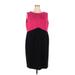 Kasper Casual Dress - Sheath Crew Neck Sleeveless: Black Color Block Dresses - Women's Size 20