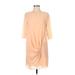 Zara Cocktail Dress - Shift Crew Neck 3/4 sleeves: Tan Solid Dresses - Women's Size Small