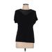 Tahari Short Sleeve T-Shirt: Black Tops - Women's Size Medium