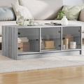 vidaXL Table basse avec portes en verre sonoma gris 102x50x42 cm