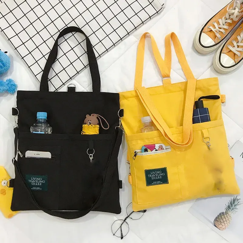 Sac à main à bandoulière en toile pour femmes, sac fourre-tout pour le travail, shopper féminin, mode simple, qualité, designer coréen lancé, haut à dos