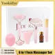 Rouleau de massage facial en quartz rose avec coffret cadeau ensemble Gua Sha outil de beauté et