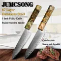 JUMCSONG-Couteau utilitaire en acier Damas couteau à fruits manche en bois stable noyau tranchant