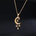 Cazador-Collier pendentif croissant de lune et étoiles filantes pour femme bijoux de cou en acier