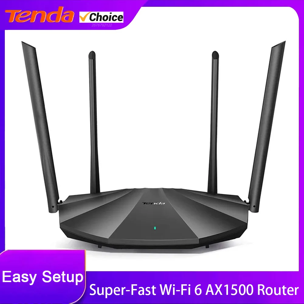 Tenda-Routeur WiFi intelligent AX1500, Internet sans fil Gigabit, bande pour touristes, divulguer à gain élevé 4 * 6dBi, 3 ports LAN Gigabit, AX2, CX2