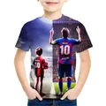 Mode Enfants T-shirts imprimés en 3D Star du football populaire Messi Cool Garçons et filles