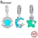 Bamoer-Pendentif en argent regardé 925 pour bracelet breloques brillantes dans le noir coquillage